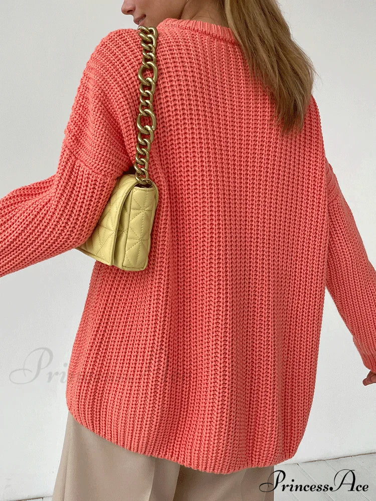 Knitted Solid Graceful Pocket Sweater Cardigan