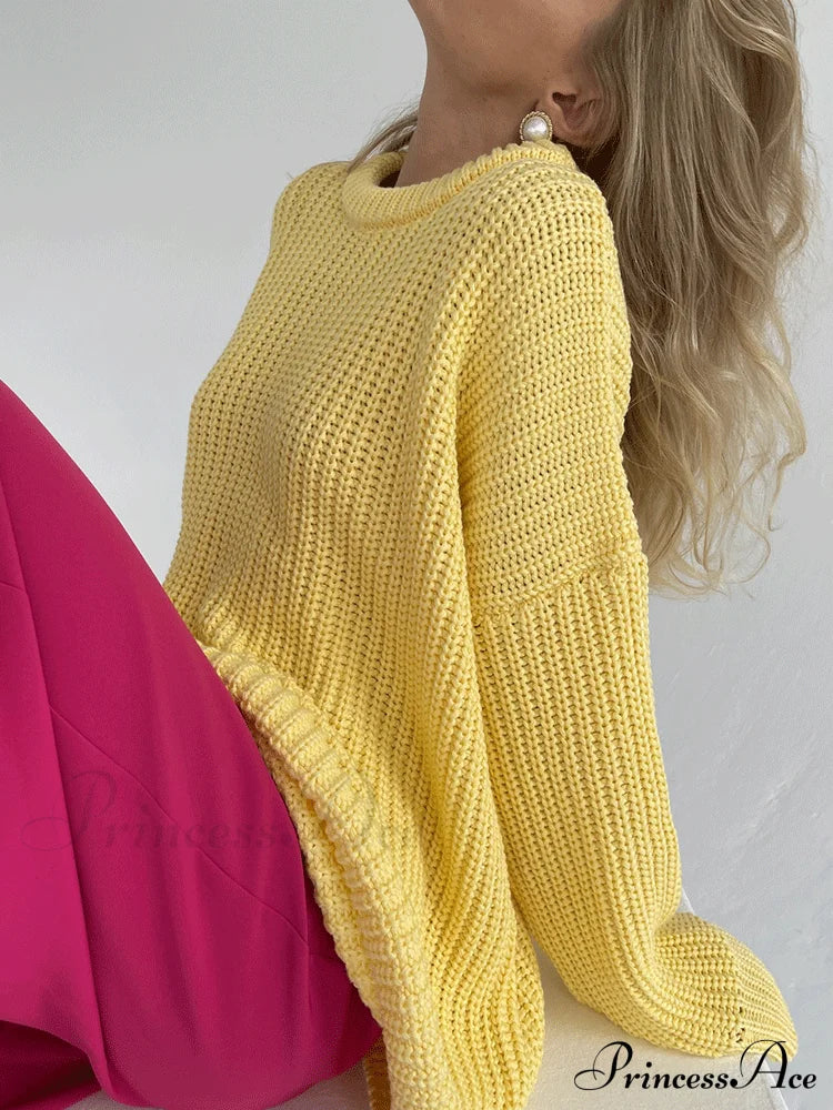 Knitted Solid Graceful Pocket Sweater Cardigan