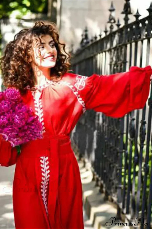 Lantern Sleeve Ethnic Tunic Boho Dress