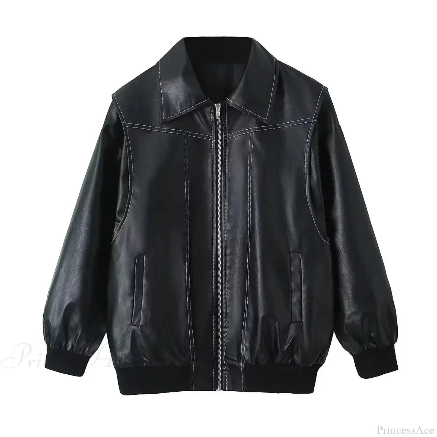 Leather Streetwear Red Coat Black / S Coats-241208