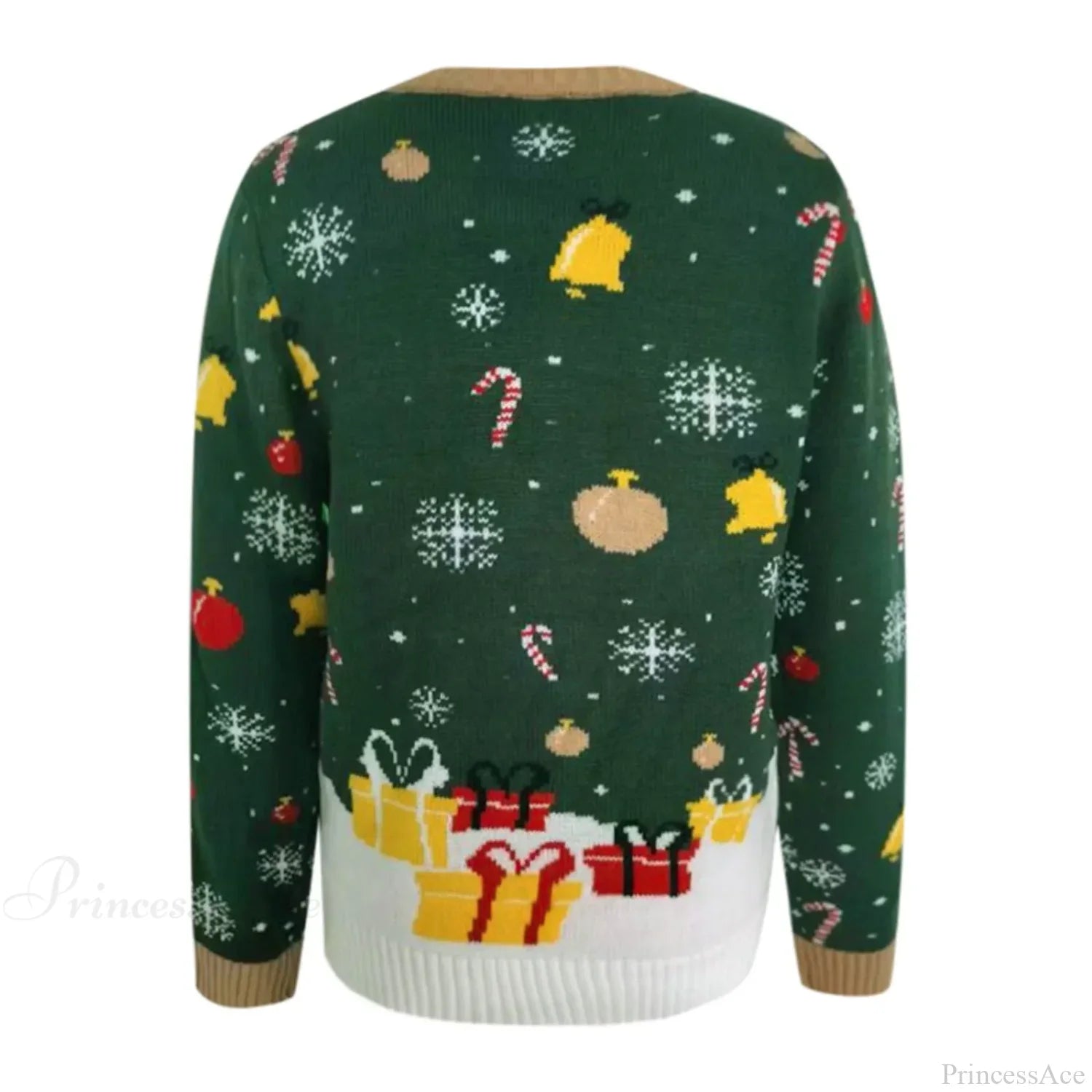Led Light Autumn Winter Santa Jacquard Round Neck Retro Casual Christmas Sweater Sweaters-L