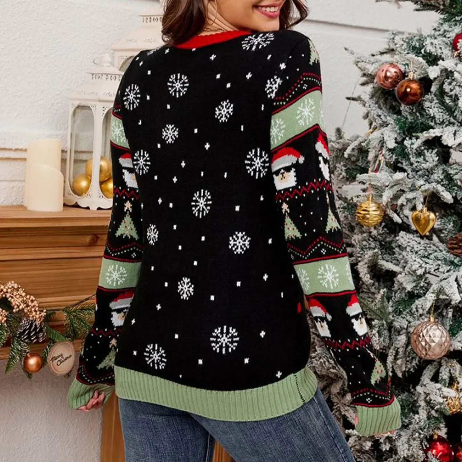 Led Light Jacquard Loose Christmas Knitted Pullover Casual Fashion Sweater Sweaters-L