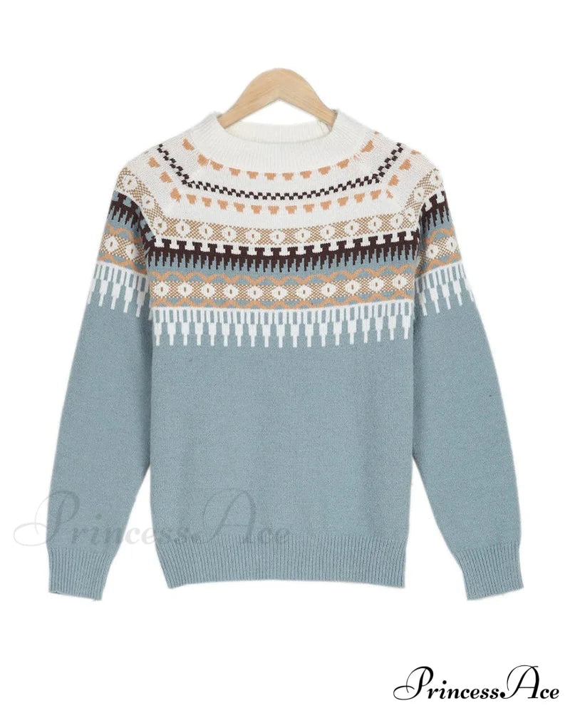 Long Patterned Arm Pullover Sweaters Sweaters-L