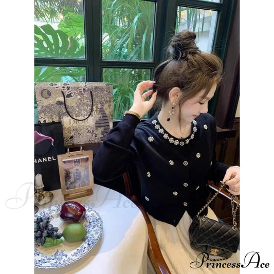 Long Sleeve Beaded Slim Cardigan