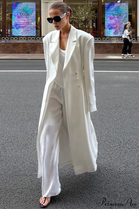 Long Sleeve Fitted Waist Long Chic Overcoat