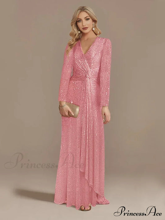 Long Sleeve V-Neck Party Dress