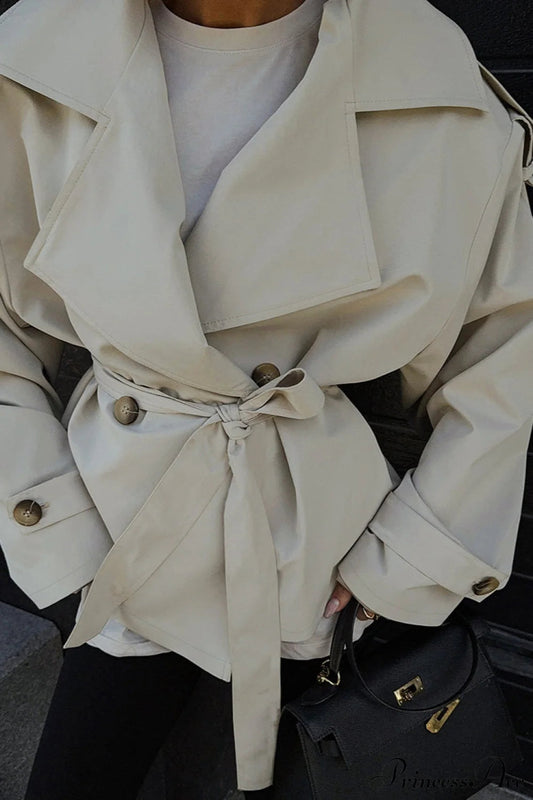 Loose Belted Long Sleeve Trench Coat