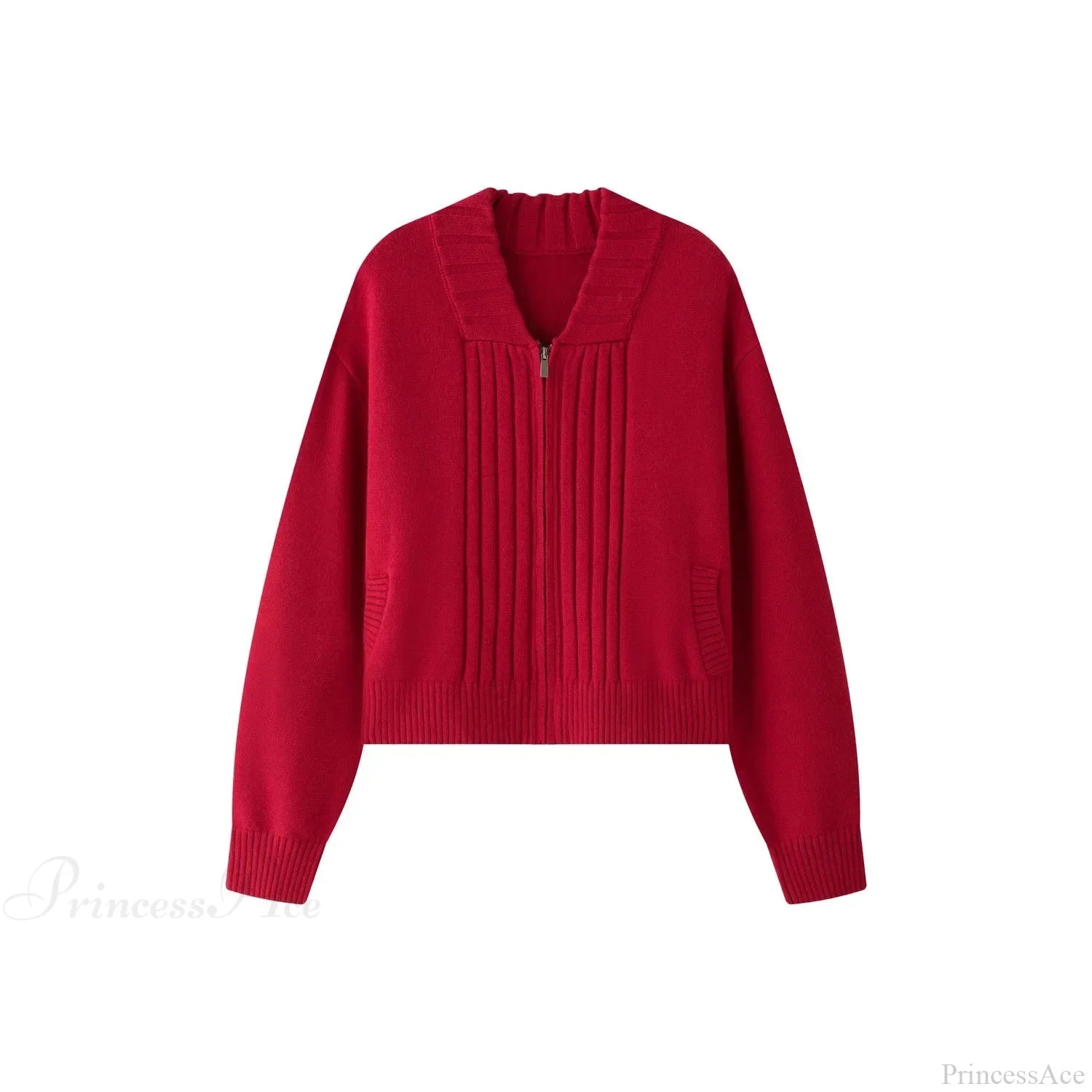 Loose Comfortable Wide Striped Cardigan Zipper Knitting Christmas Sweater Red / One Size Sweaters-L