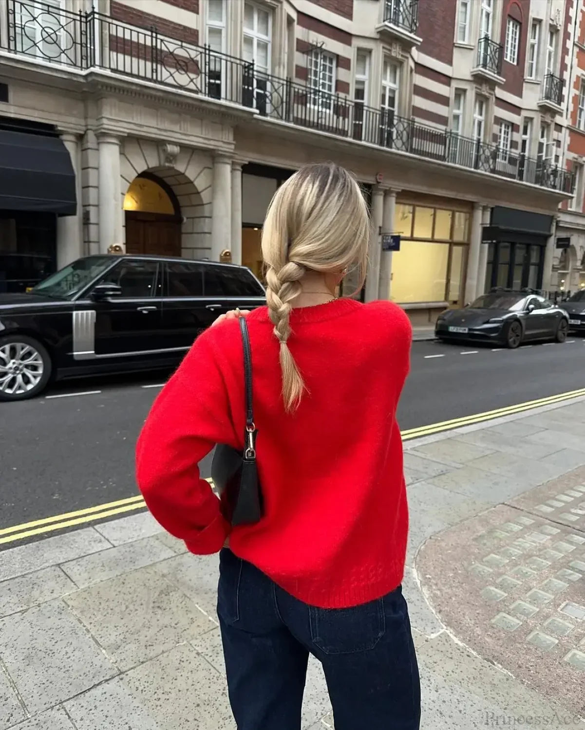 Loose Round Neck Retro Long Sleeve Knitted Pullover Christmas Sweater Sweaters-L