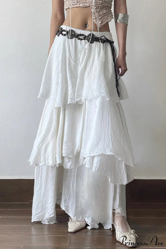 Low Waist Asymmetrical Maxi Skirt