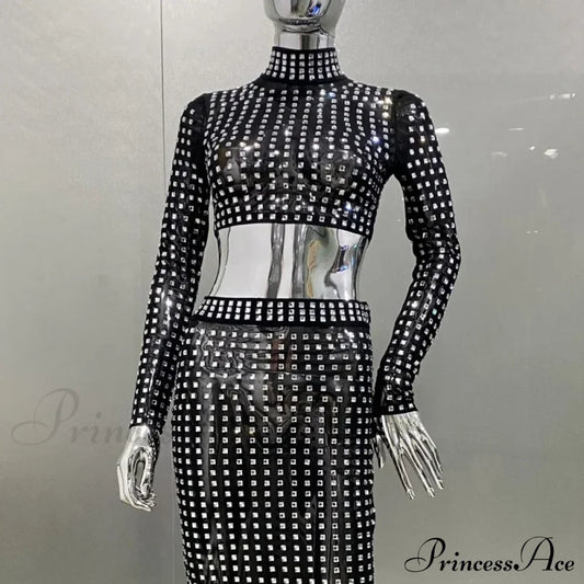 Mesh Top Skirt Sparkling Party Dress