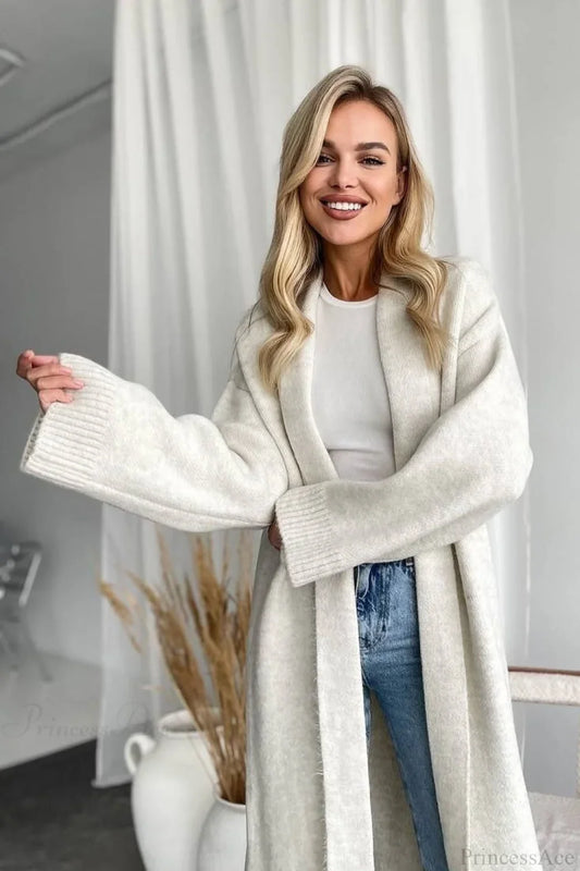 Minimalist Elegant Collarless Cardigan-Inspired Overcoat