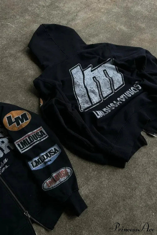 Motorcycle Style Graphic Hoodie