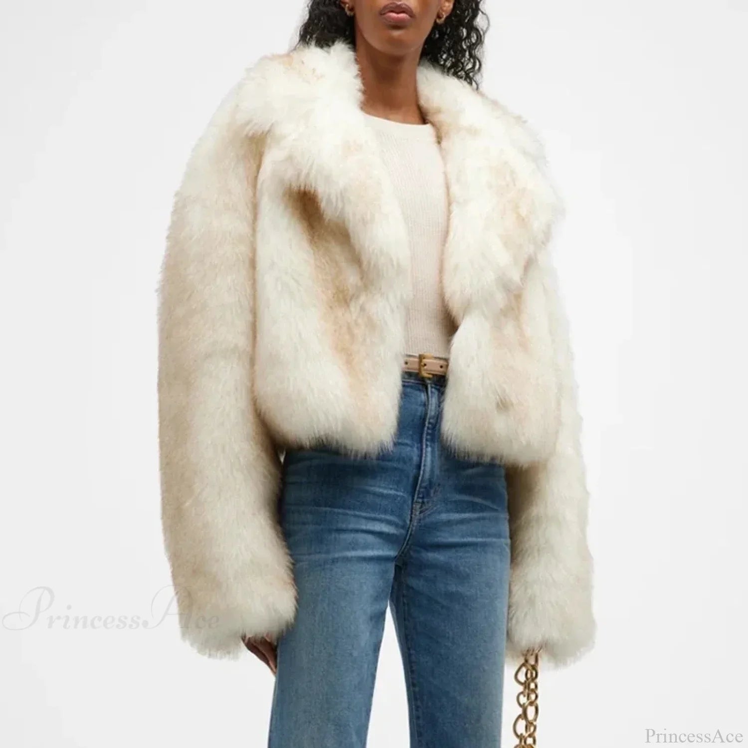 Neo Mint Gradient Cropped Fluffy Coat