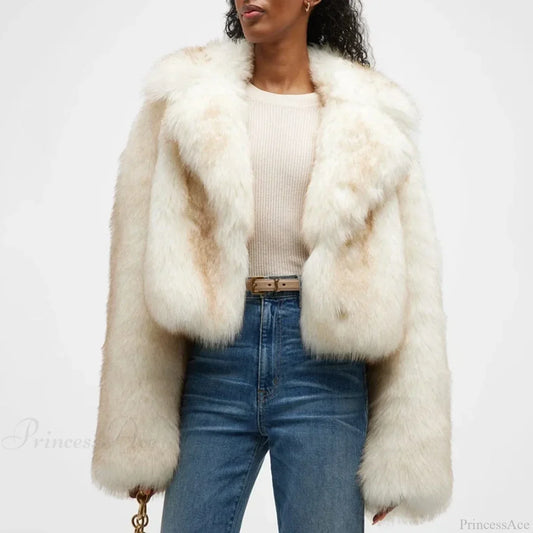 Neo Mint Gradient Cropped Fluffy Coat white / S