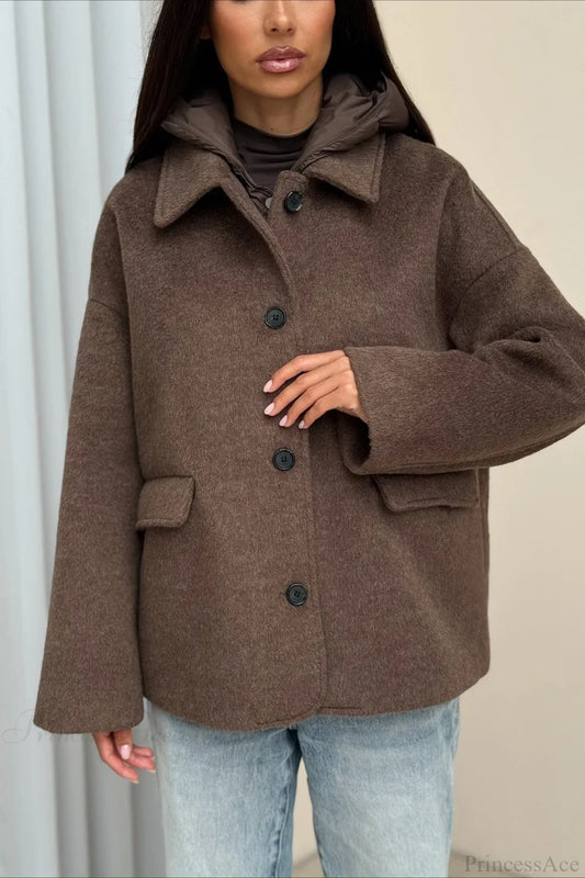 Notch Lapel Relaxed Fit Wool Blend Coat