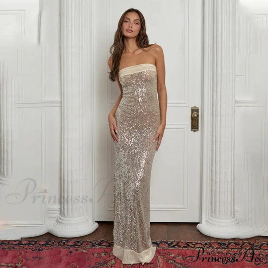 Off-shoulder High Split Sequin Party Dress