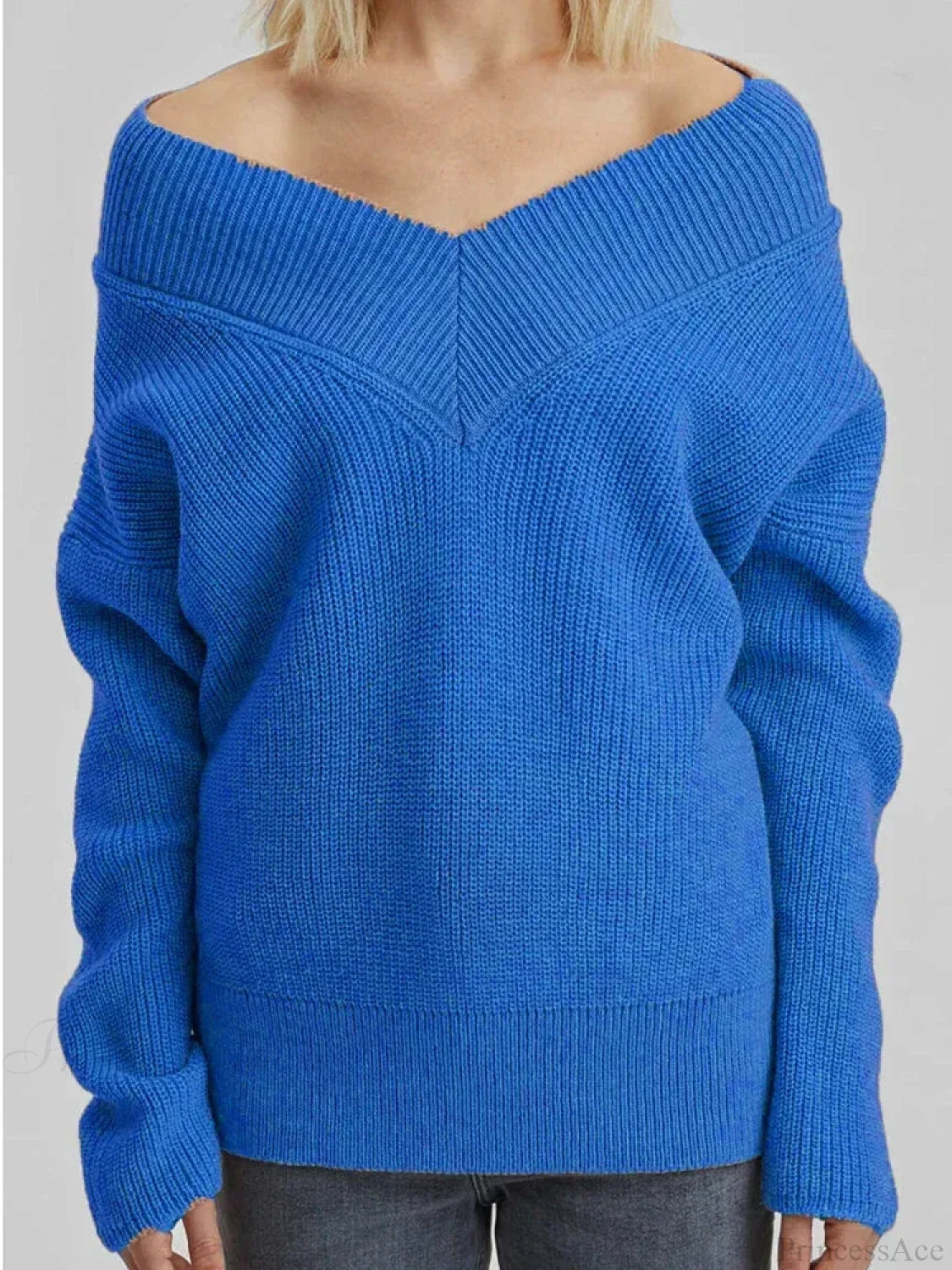 Oversized Loose Long Sleeve Solid Green Fashion Knitted Christmas Sweater Sweaters-L