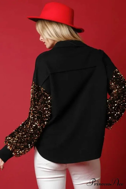 Oversized Sequin Santa Clashop Knit Cardigan