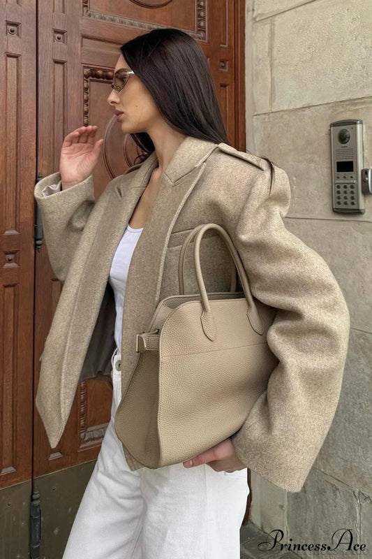 Peak Lapel Blazer Style Wool Loose Coat