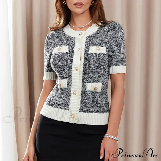 Pearl Button Short Sleeve Cardigan