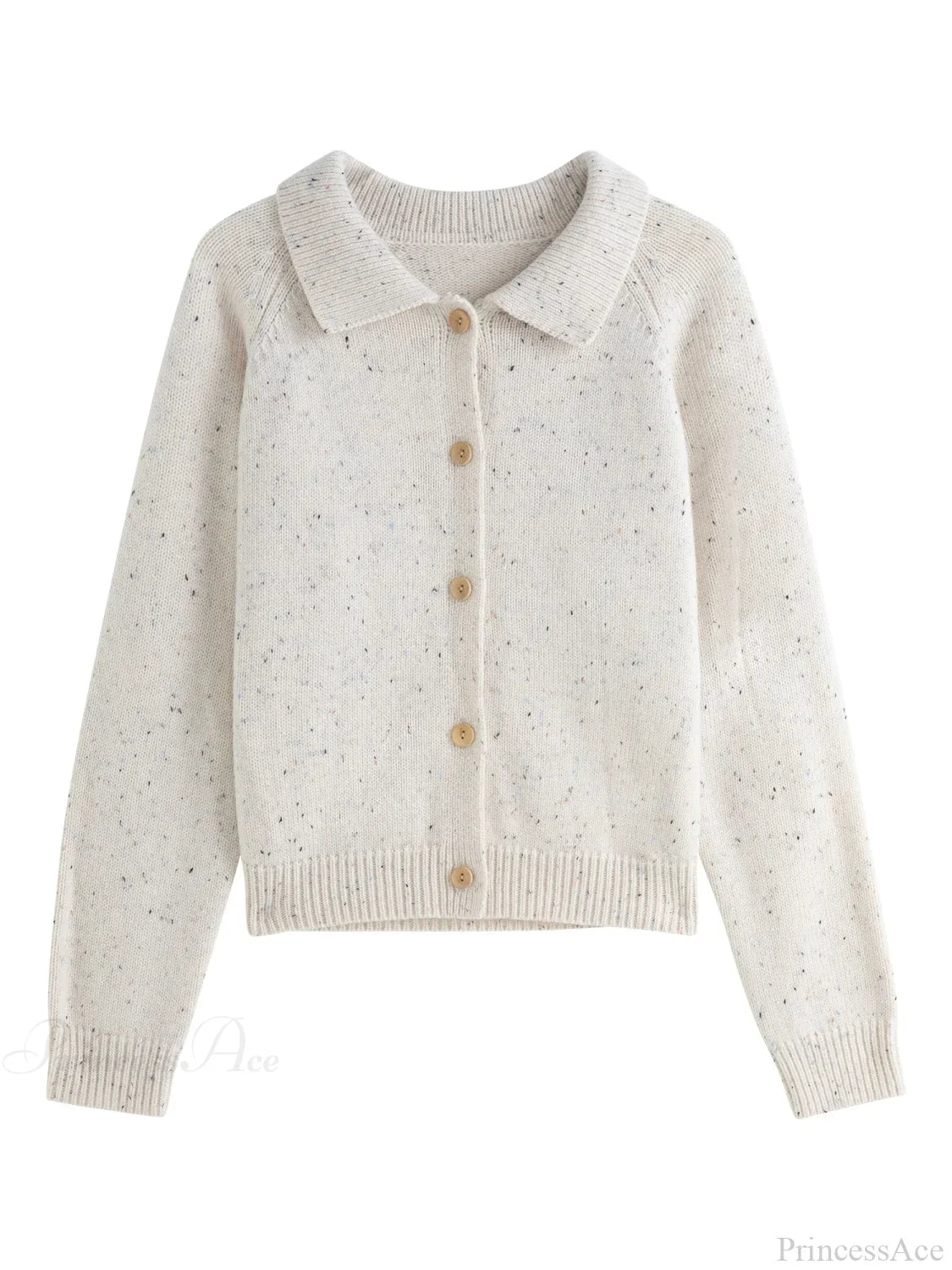 Petite Retro Lapel Knit Cardigan For Early Autumn Red Christmas Sweater Ivory / Xs Sweaters-L