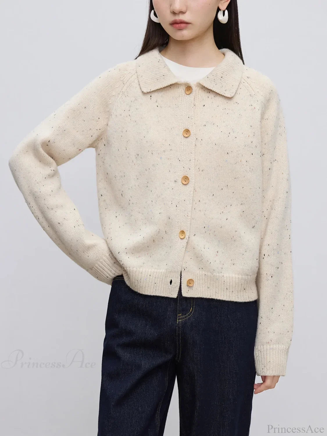 Petite Retro Lapel Knit Cardigan For Early Autumn Red Christmas Sweater Sweaters-L