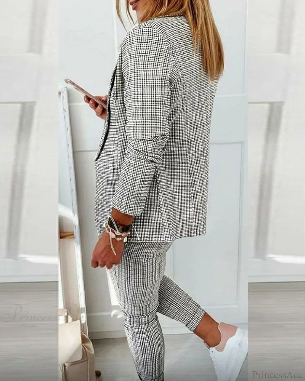 Plaid Comfortable Casual Women’s Suit Coats-L