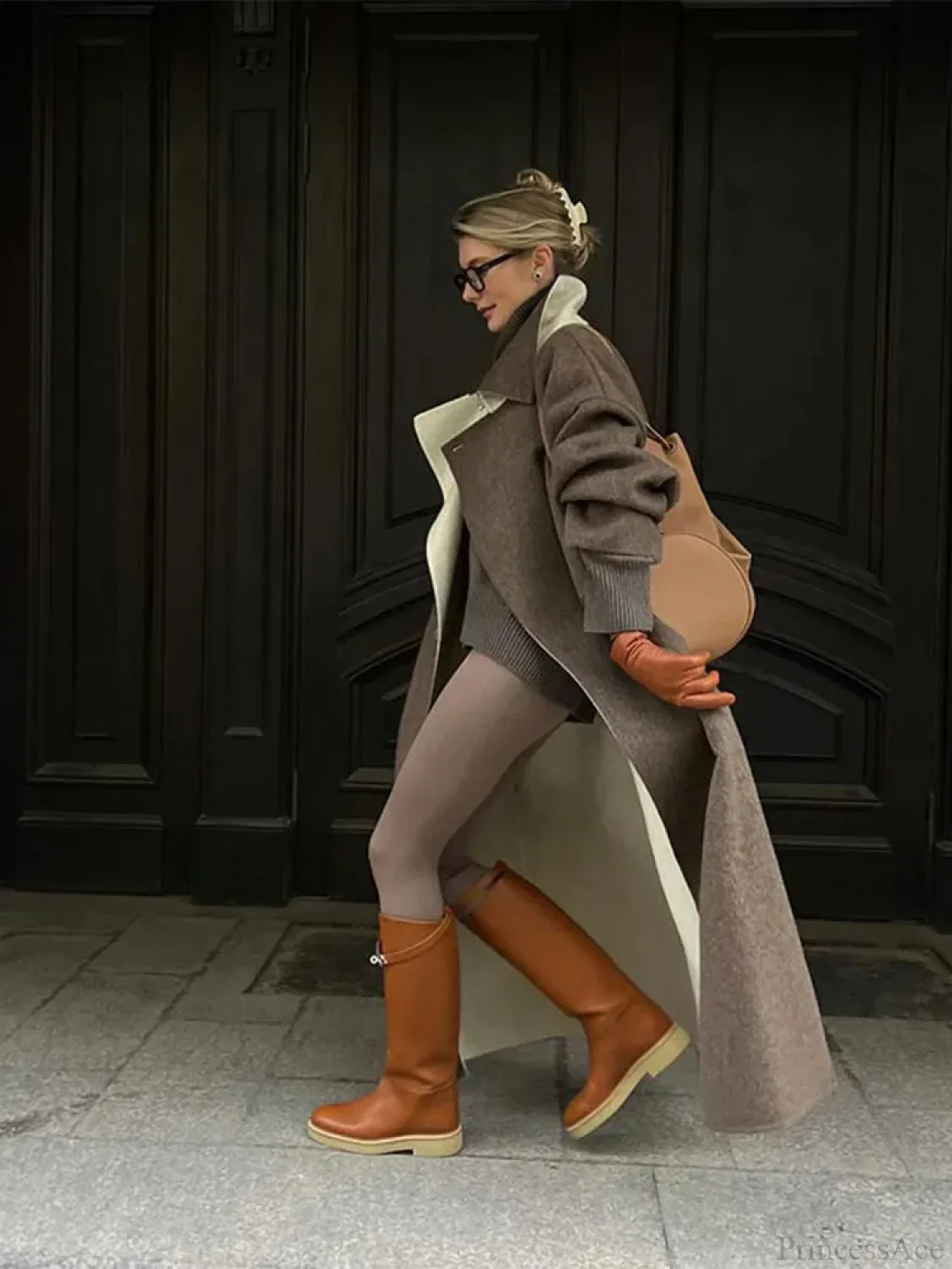 Plaid Pattern Casual Turn-Down Overcoat