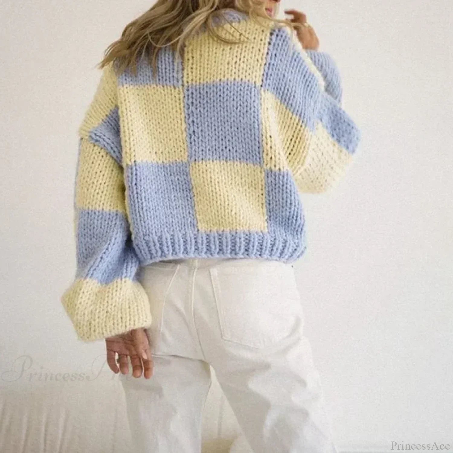 Plaid Print Cropped Comfy Sweater