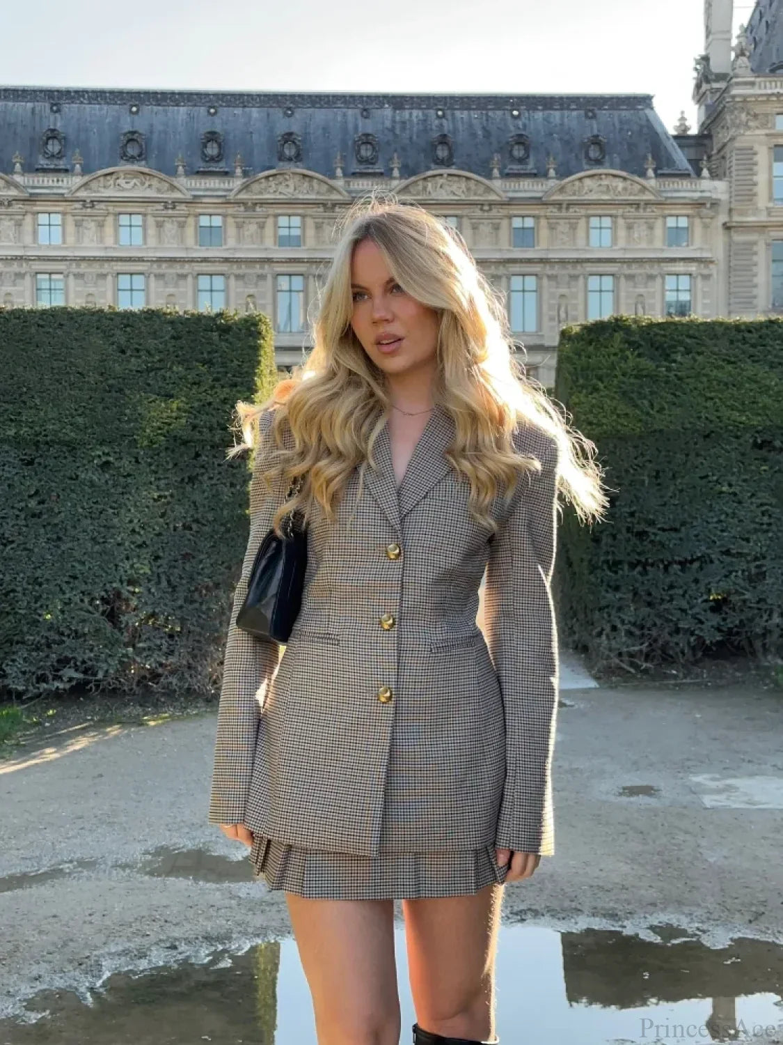 Plaid Print Slim Fit Lapel Coat