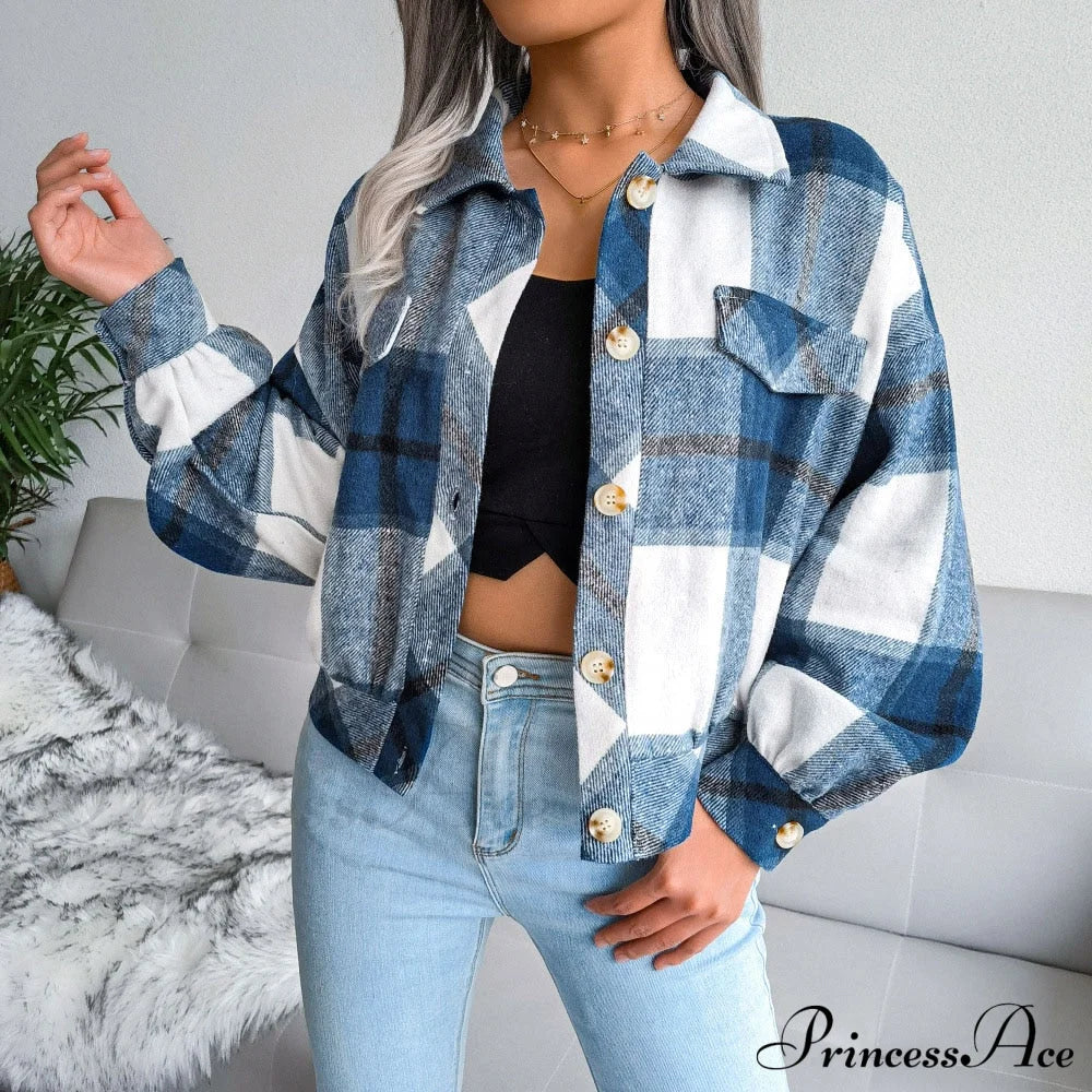 Plaid Vintage Pockets Oversized Jacket