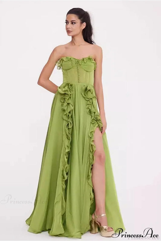 Pleated Ruffle Waist A Line Elegant Party Dress