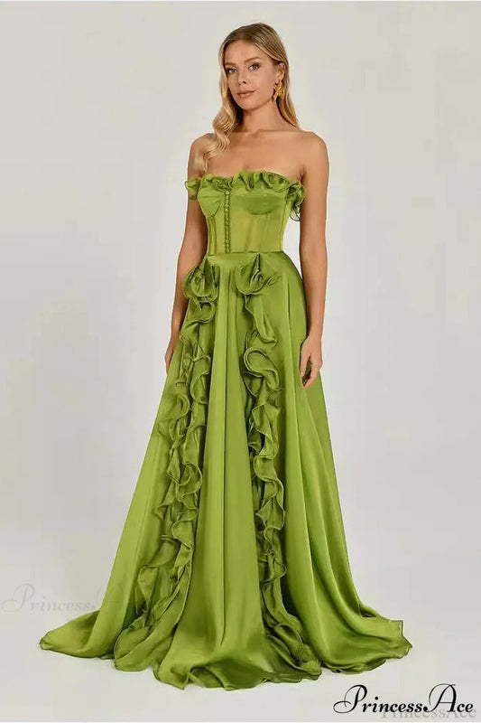 Pleated Ruffle Waist A Line Elegant Party Dress