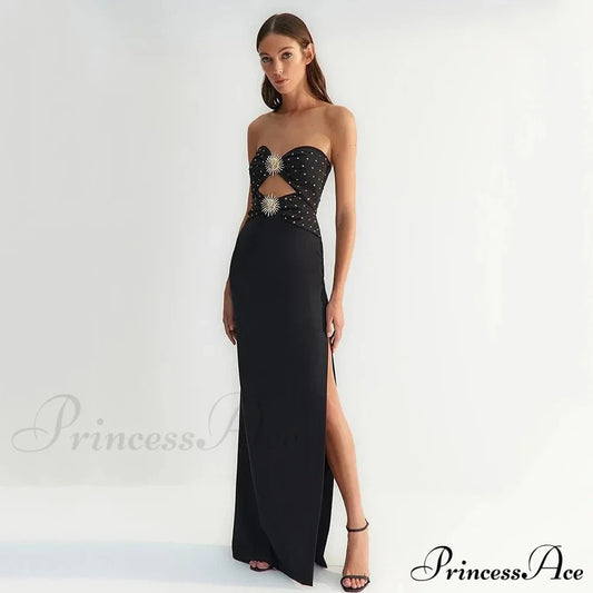 Polka Dot Tube Top Evening Party Dress