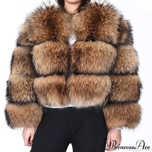 Raccoon Fur Thick Luxury Winter Coat