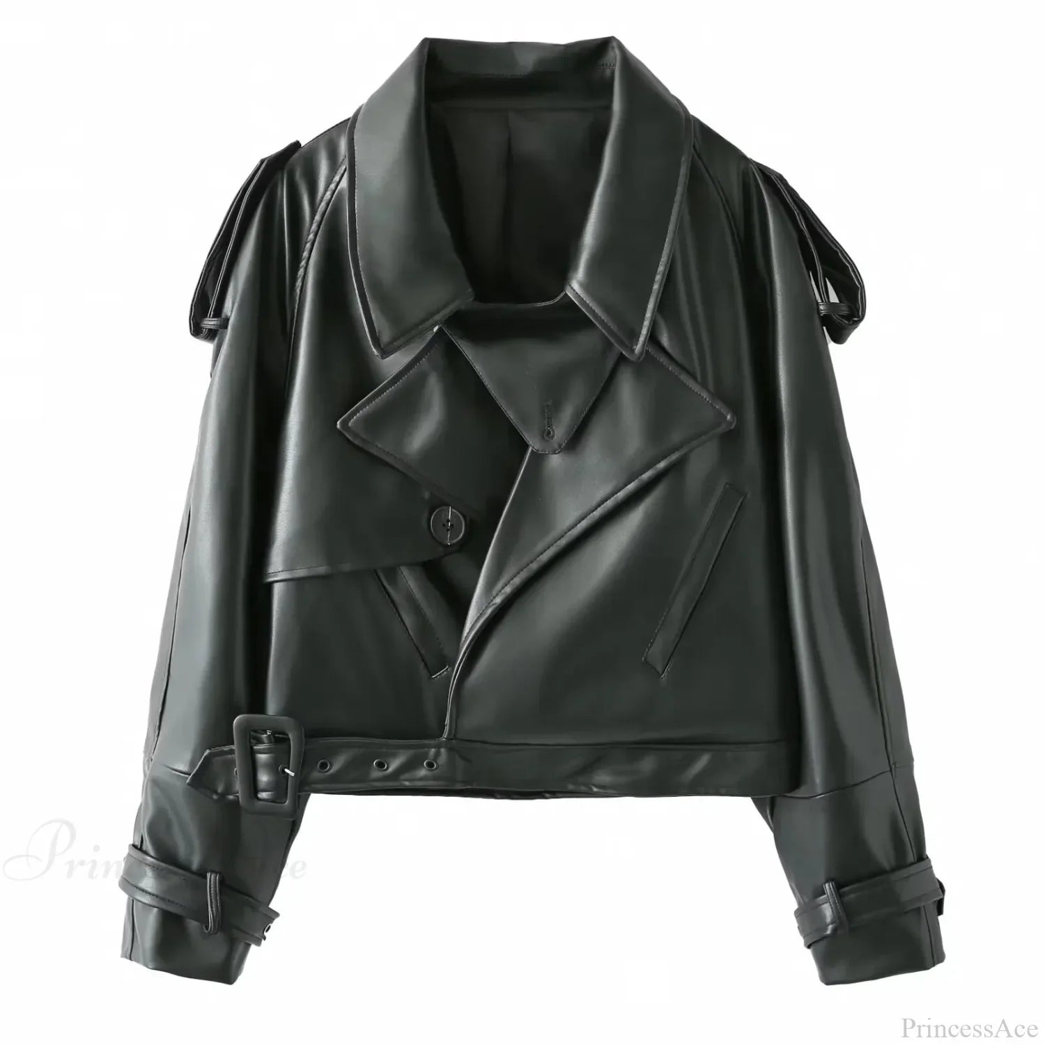 Red Leather Retro Moto Coat Black / S Coats-241208
