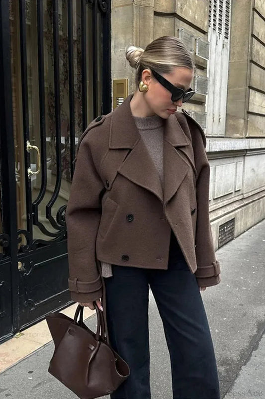 Retro Lapel Woolen Coat