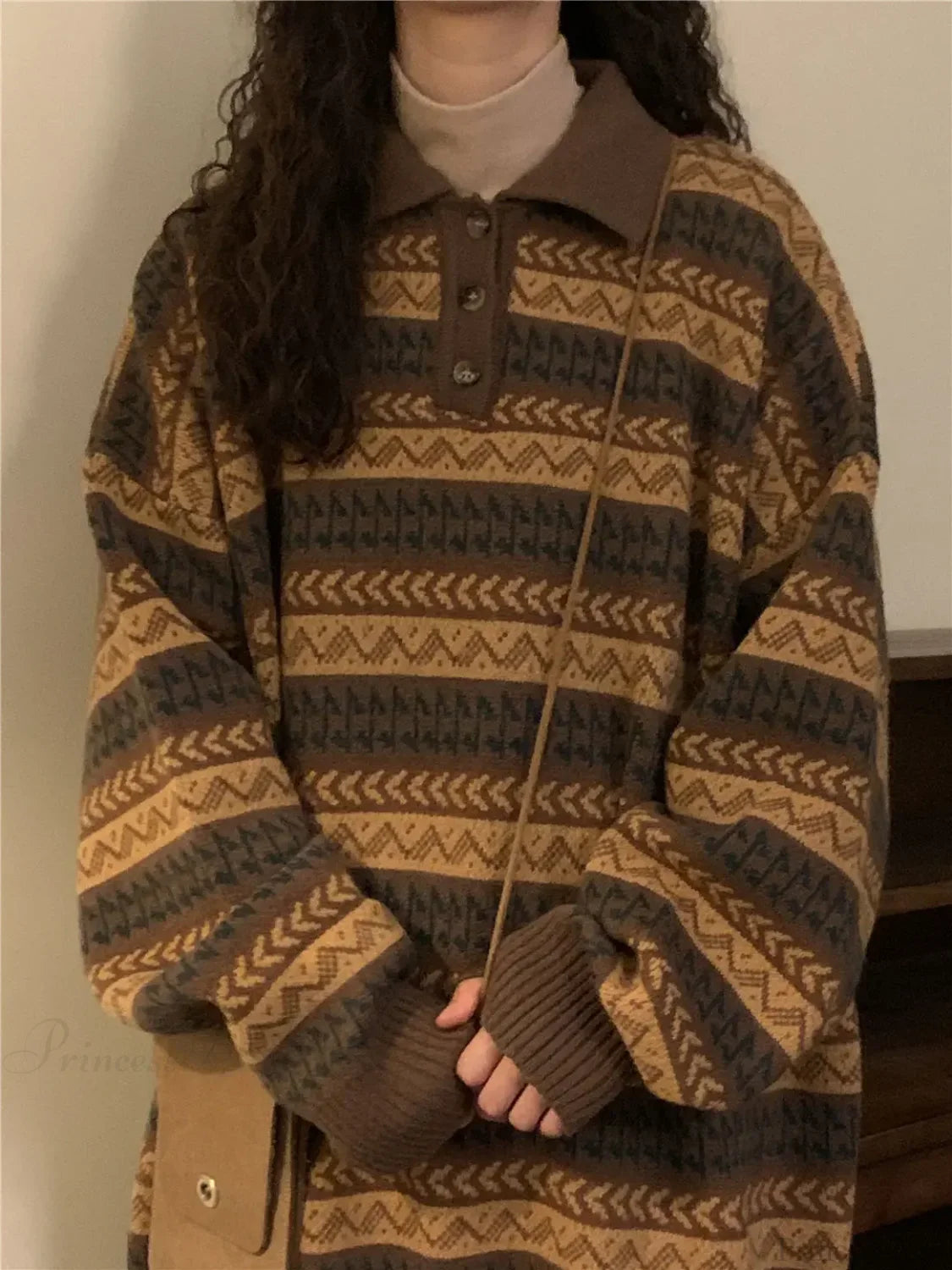 Retro Lazy Style Striped Loose Sweater