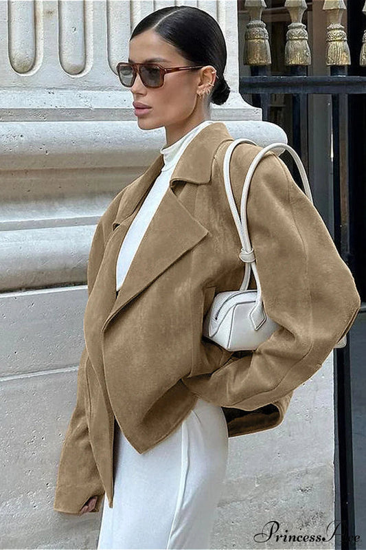 Retro Suede Blazer collar Loose Work Coat