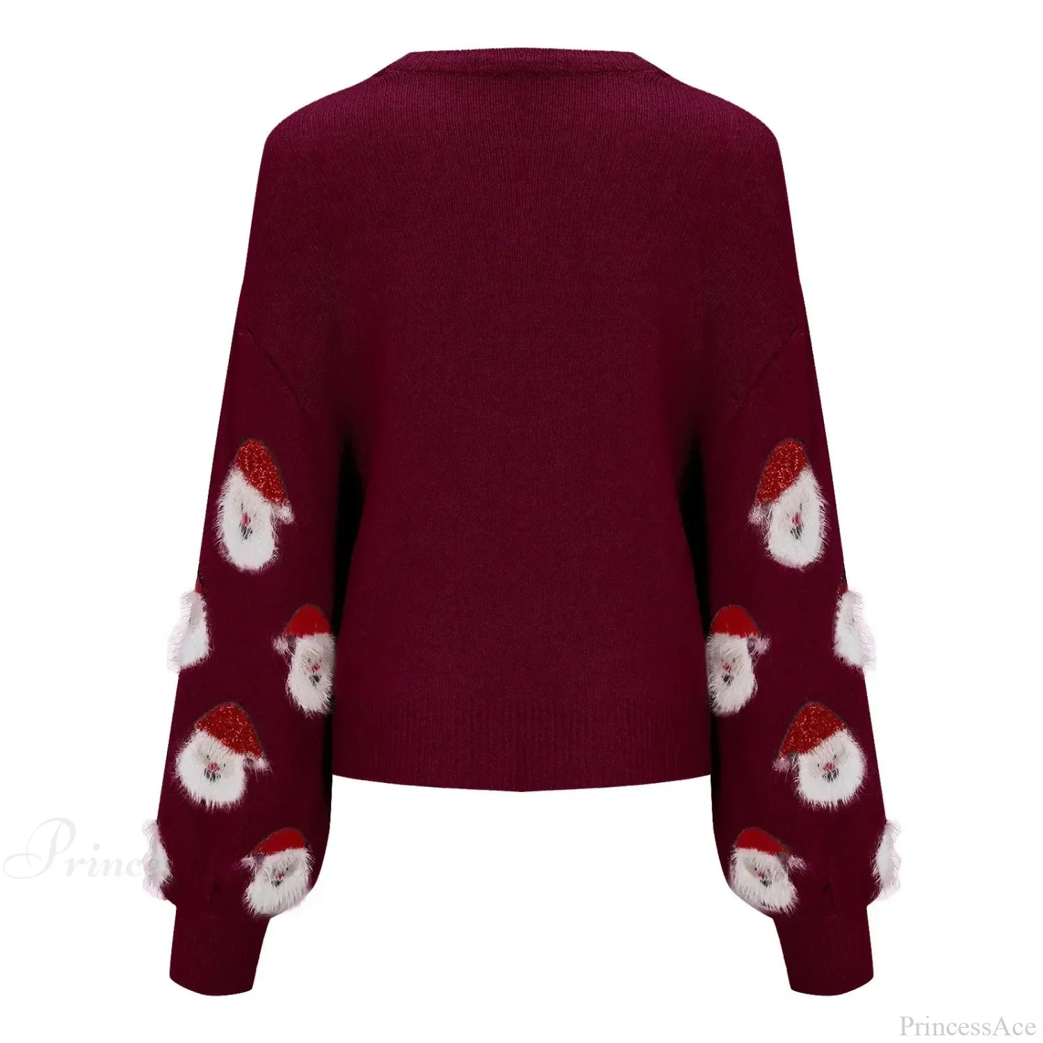 Round Neck Casual Oversized Warm Christmas Santa Head Sweater Sweaters-L
