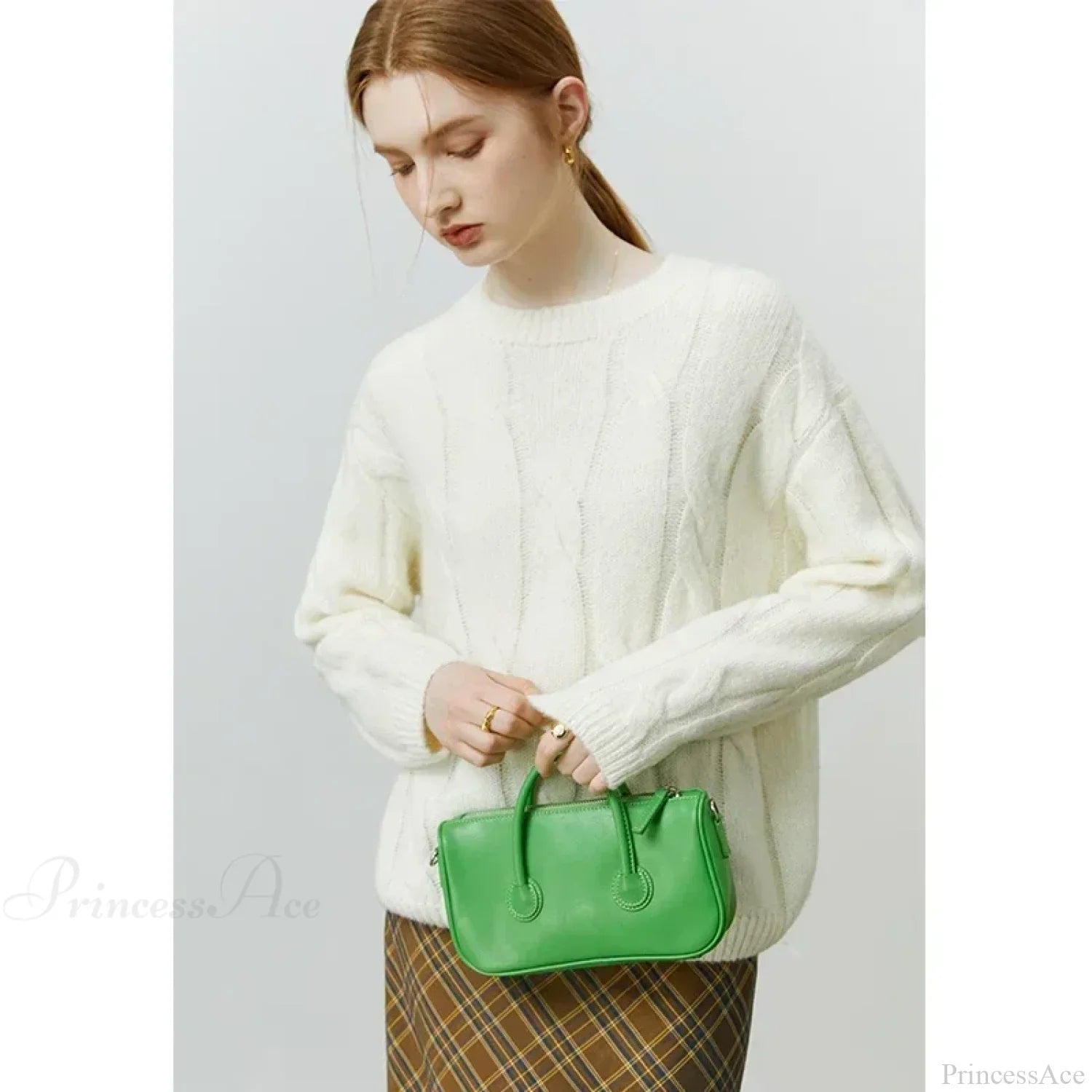 Round Neck Twisted Mohair Casual Solid Full Sleeve Christmas Sweater Beige / Xs Sweaters-L