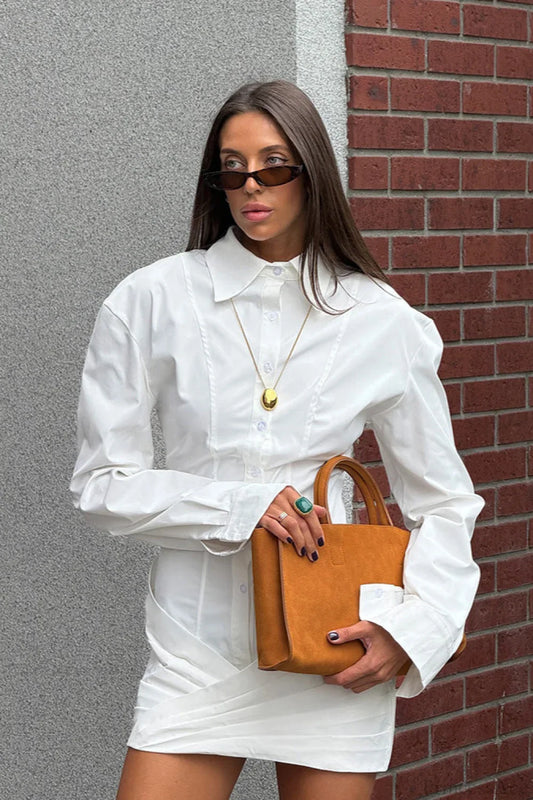 Ruched Slim Fitted Waist Casual Mini Dress