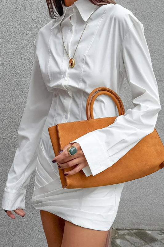 Ruched Slim Fitted Waist Casual Mini Dress