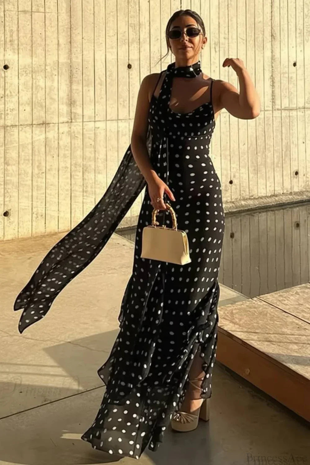 Ruffled Spaghetti Strap Maxi Dress