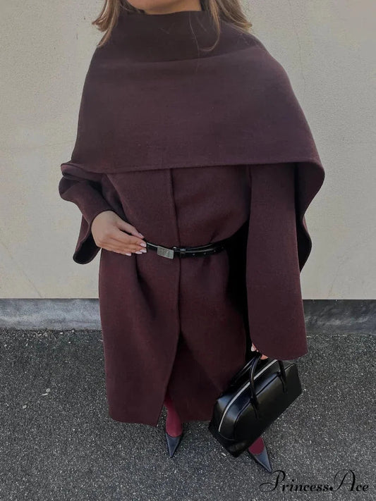 Scarf Collar Wool Blend Coat