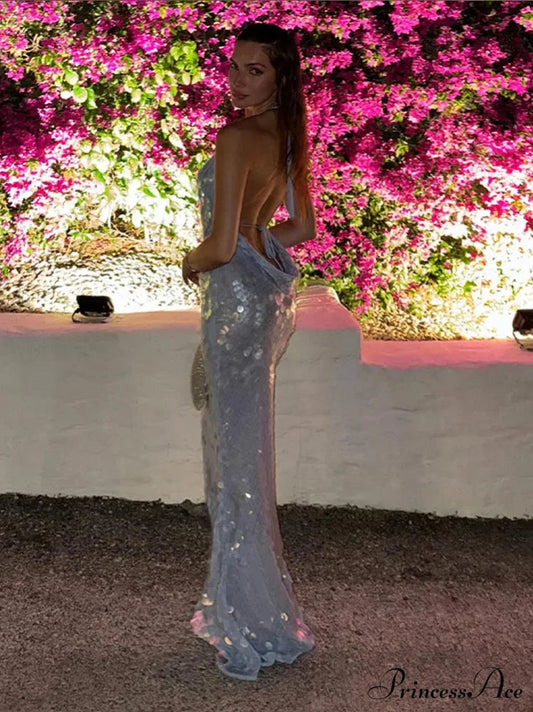 Sequin Backless Hip Package Party Dress