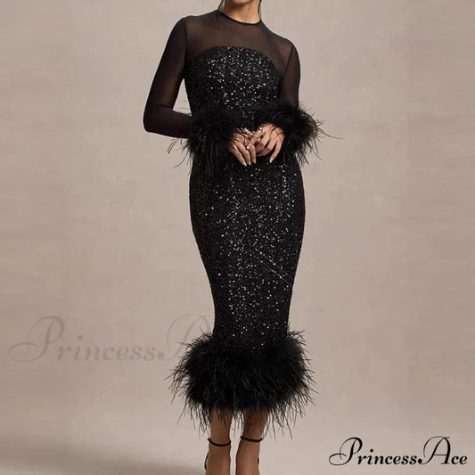 Sequin Mesh Backless Casual Party Dress