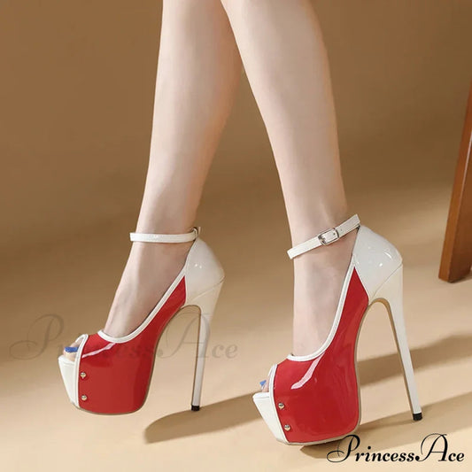 Sexy Peep Toe Ultra High Heels Platform Pumps Stiletto Shoes Red - Party Club Strip Pole Dance Wedding Banquet Women's Fashion