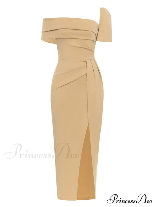 Sexy Square Collar Folds Design Long Dress Short Sleeves Christmas Party Dress